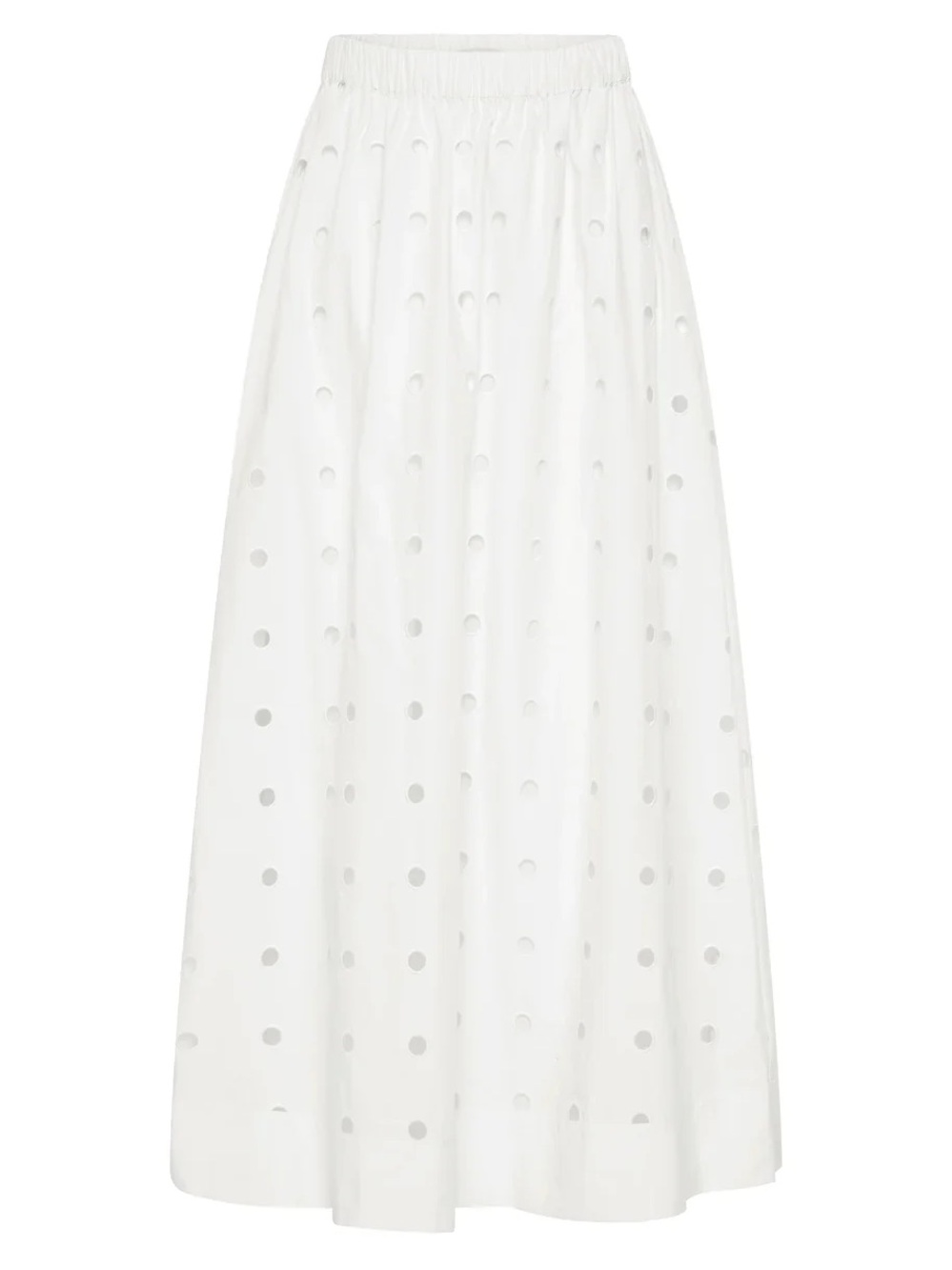 Posse Peggy White Eyelet Polkadot Maxi Skirt in Vintage White